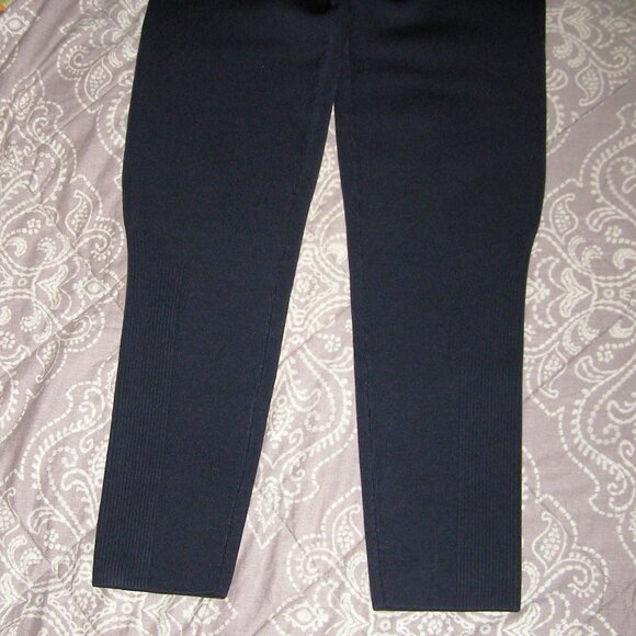 NEW size L Victoria Beckham Ribbed Leggings NAVY BLUE Color - Picture 8 of 16